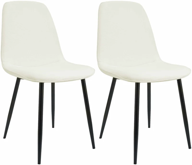 Lot de 2 chaises de salle à manger élégantes et minimalistes en tissu crème cadre en métal noir 10_0007529
