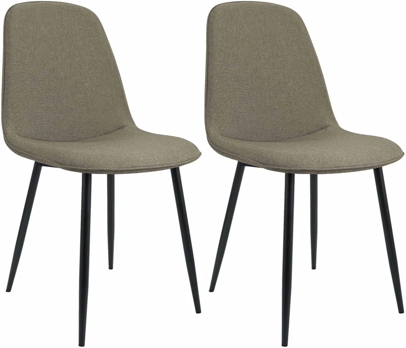 Lot de 2 chaises de salle à manger élégantes et minimalistes en velours taupe cadre en métal noir 10_0007404