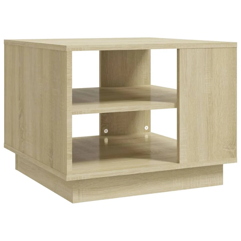 Table basse avec étagères design moderne 55 x 55 x 43 cm bois d'ingénierie couleur chêne DEC038967
