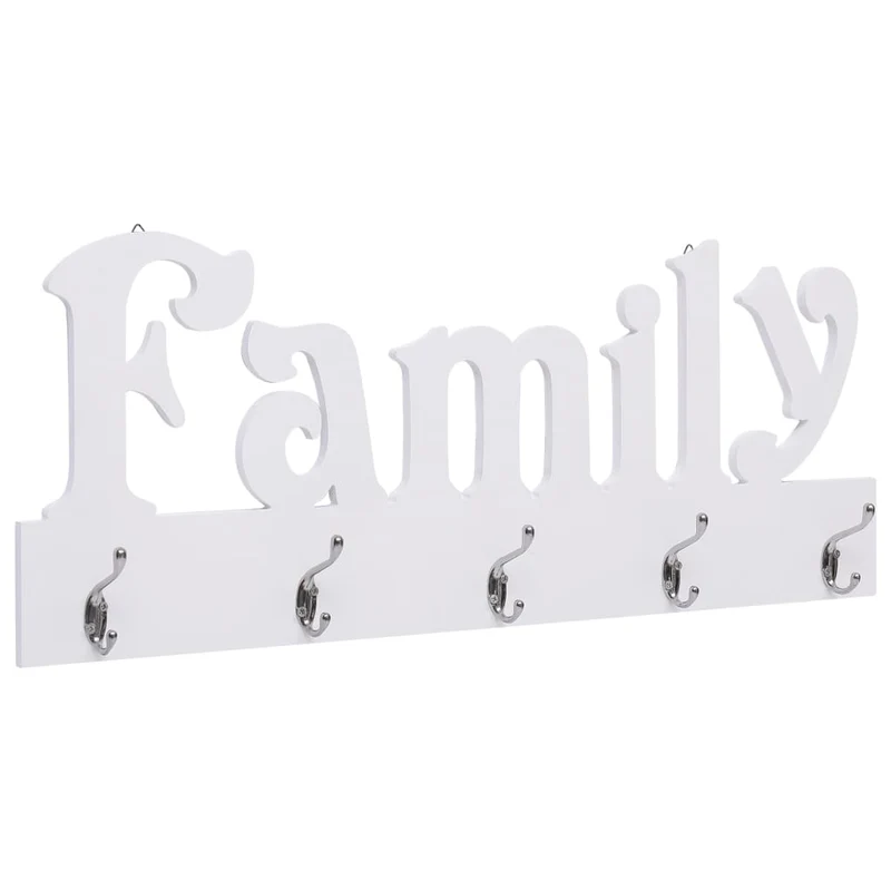 Porte-manteau mural en MDF motif FAMILY avec 5 crochets 74x29,5 cm DEC024224