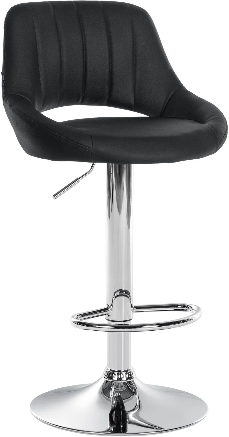 Tabouret de bar x1 avec repose-pieds pivotant et réglable en PVC noir et métal 10_0005212