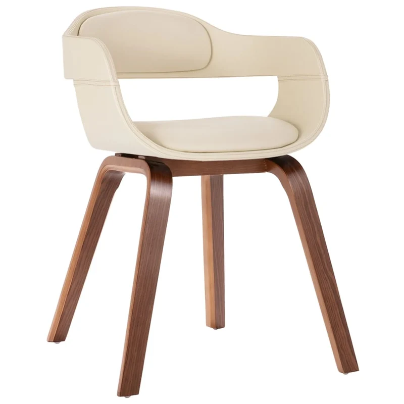 Chaise de salle à manger blanc bois courbé et synthétique CDS020012