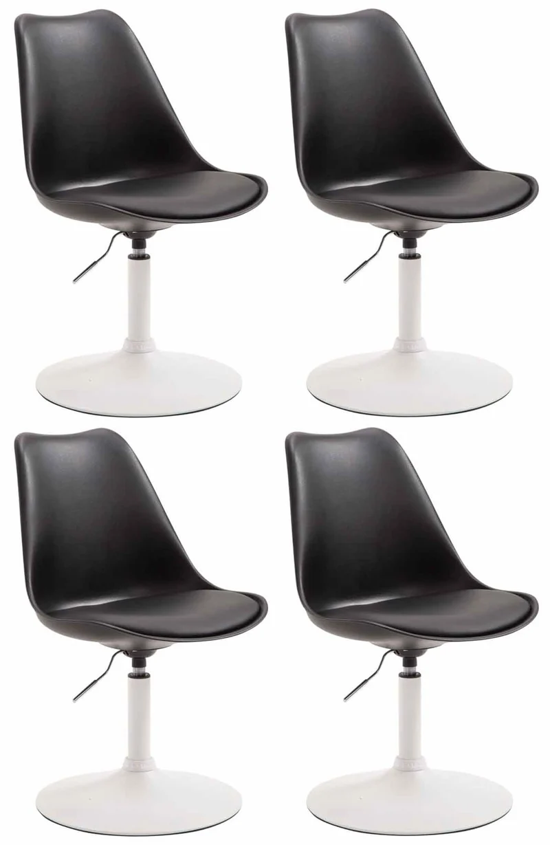 Lot de 4 chaises de salle à manger pivotant et hauteur réglable siège en plastique noir cadre en métal aspect chromé 10_0006410