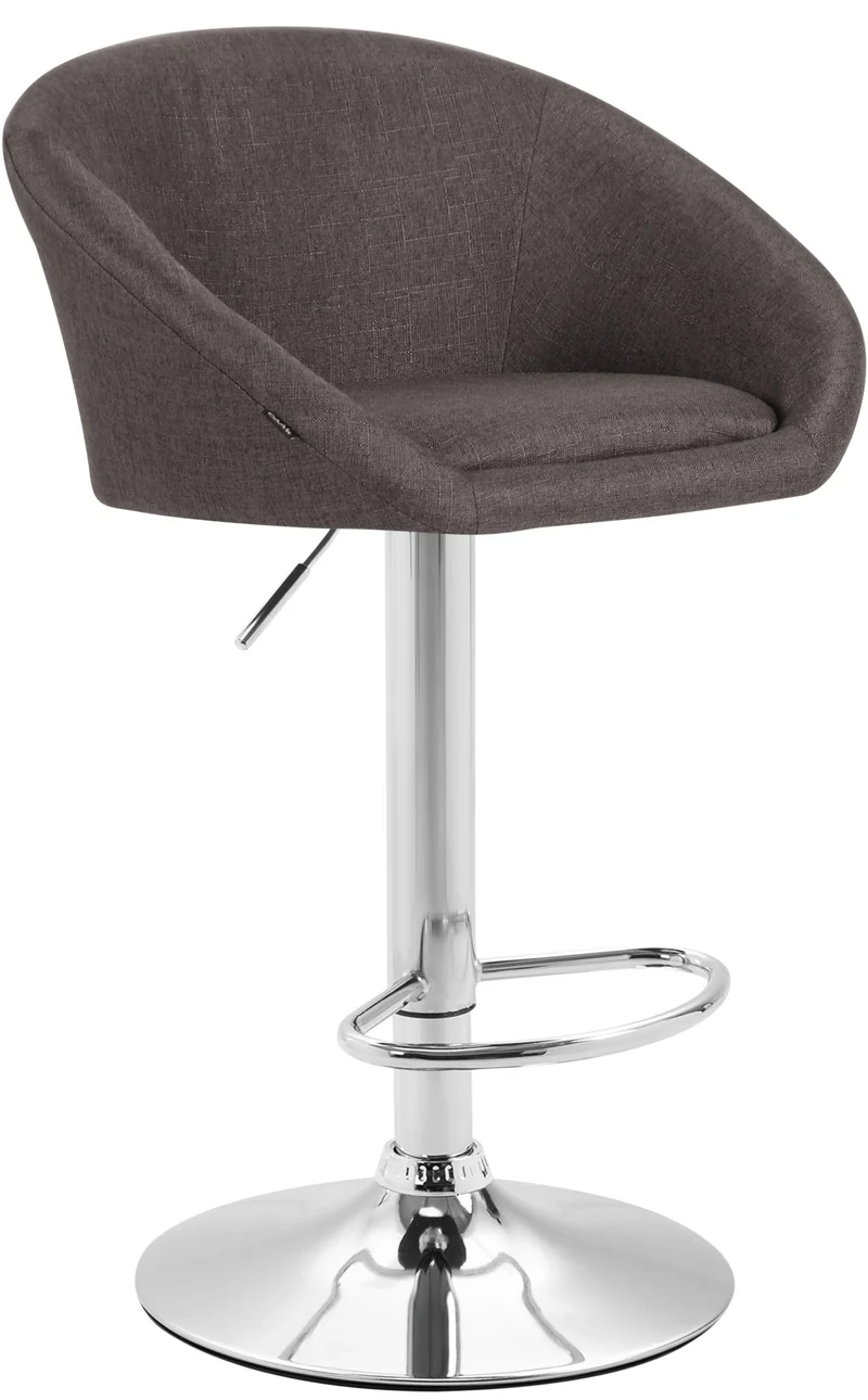 Tabouret de bar x1 chaises hautes design moderne en tissu gris foncé et métal chromé 10_0005938