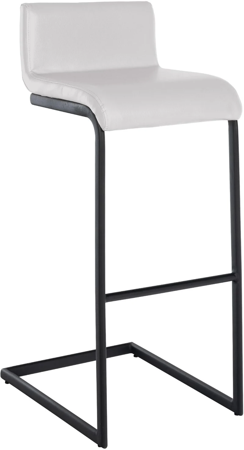 Tabouret de bar x1 design minimaliste assise en PVC blanc piètement en U métal noir repose-pieds 10_0006093