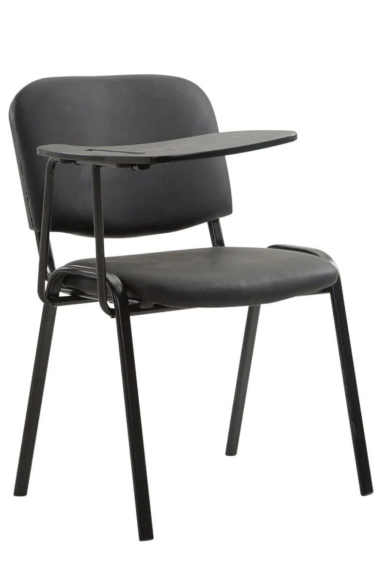 Chaise visiteur zone d'attente avec une petite table rabattable en tissu noir piètement à 4 pieds en métal 10_0002768