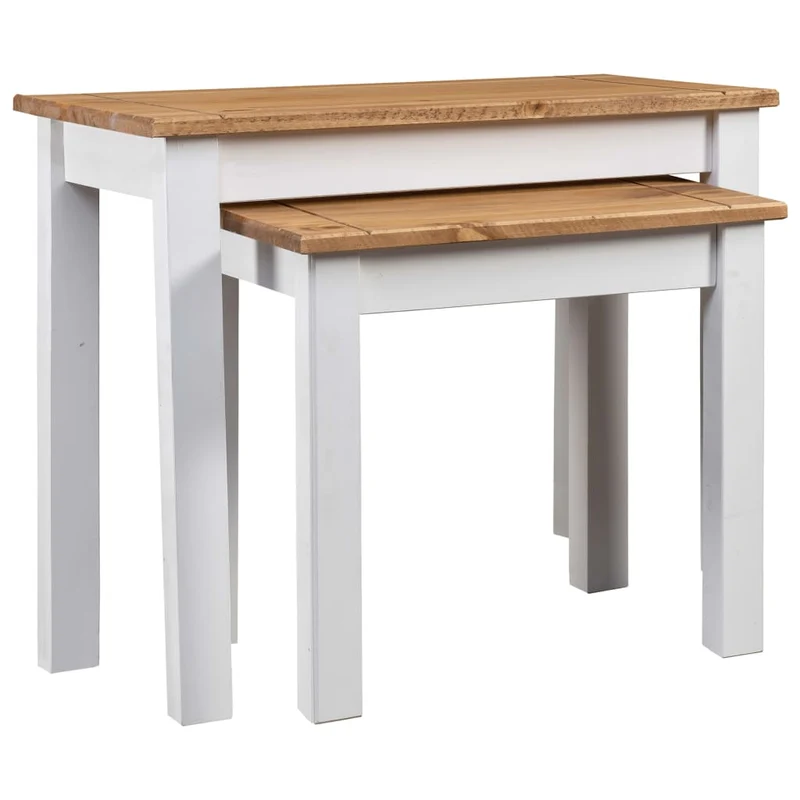 Lot de 2 tables d'appoint gigognes en bois pin massif DEC032689