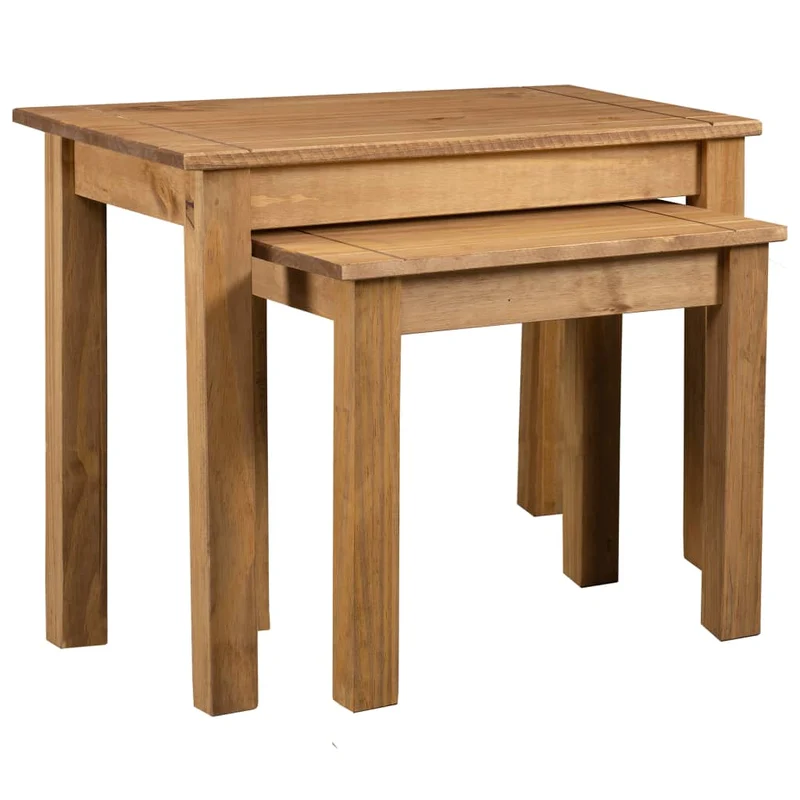 Lot de 2 tables d'appoint gigognes en bois de pin DEC032688
