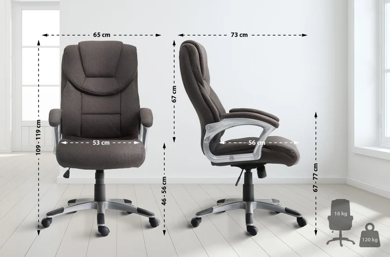 Fauteuil de bureau dossier inclinable hauteur réglable en tissu gris foncé cadre métal 10_0006989