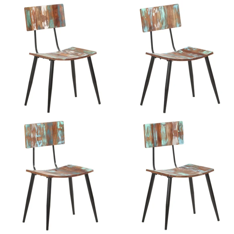 Lot de 4 chaises de salle à manger cuisine bois de récupération solide CDS021333