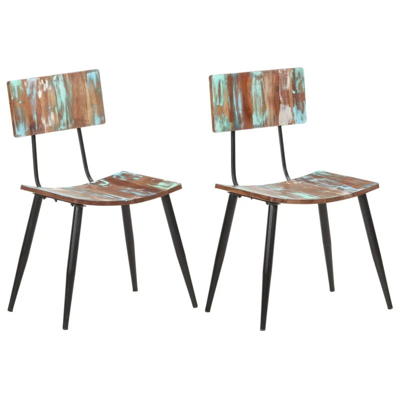 Lot de 2 chaises de salle à manger cuisine bois de récupération solide CDS020285