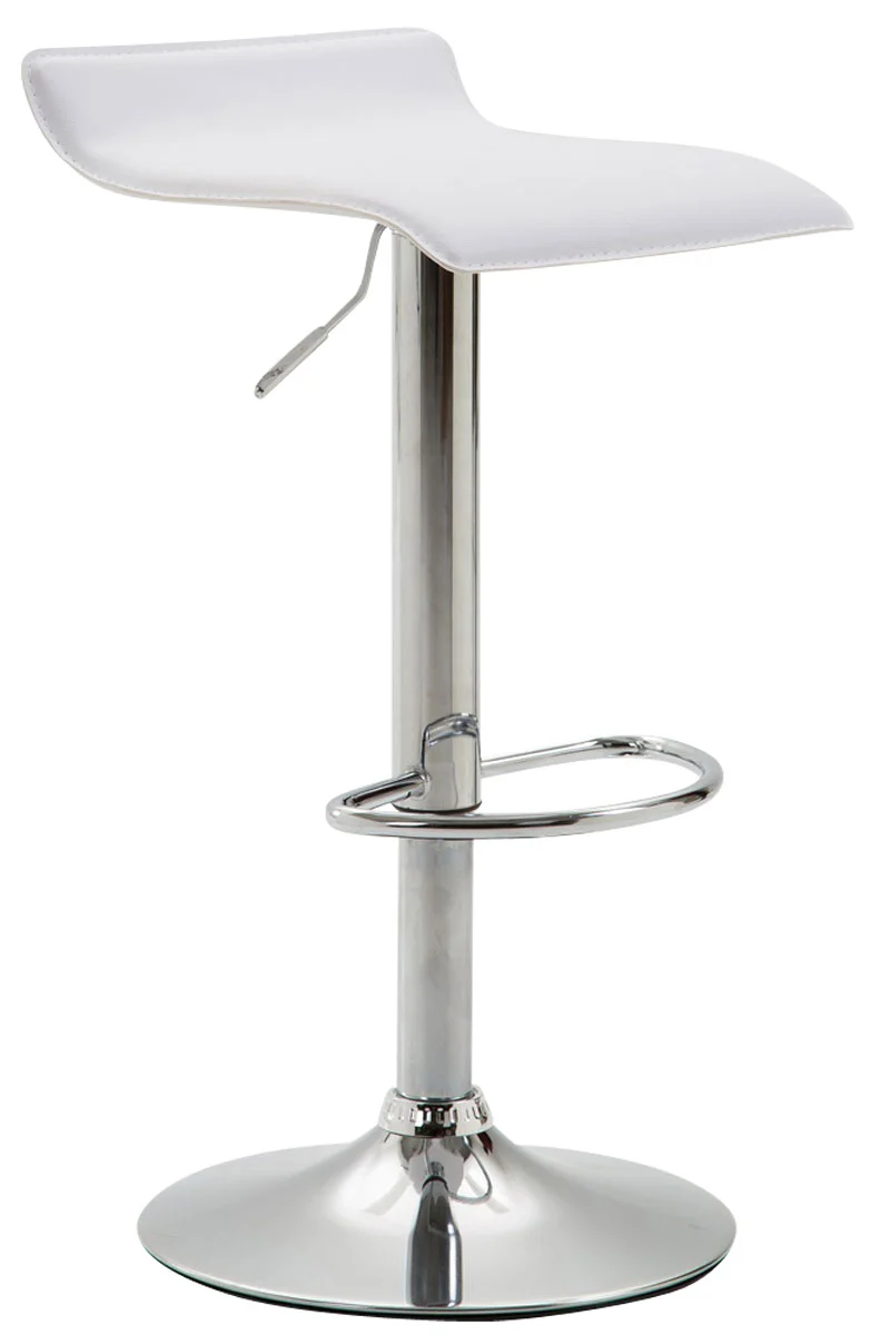Tabouret de bar x1 design minimaliste hauteur réglable repose-pieds en PVC blanc et métal chromé 10_0005612