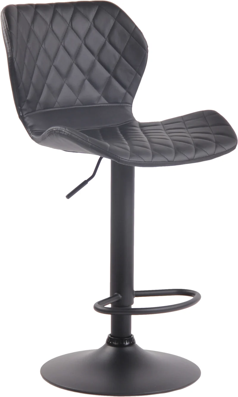 Tabouret de bar x1 avec repose-pieds hauteur réglable assise en similicuir noir cadre métal noir 10_0005615