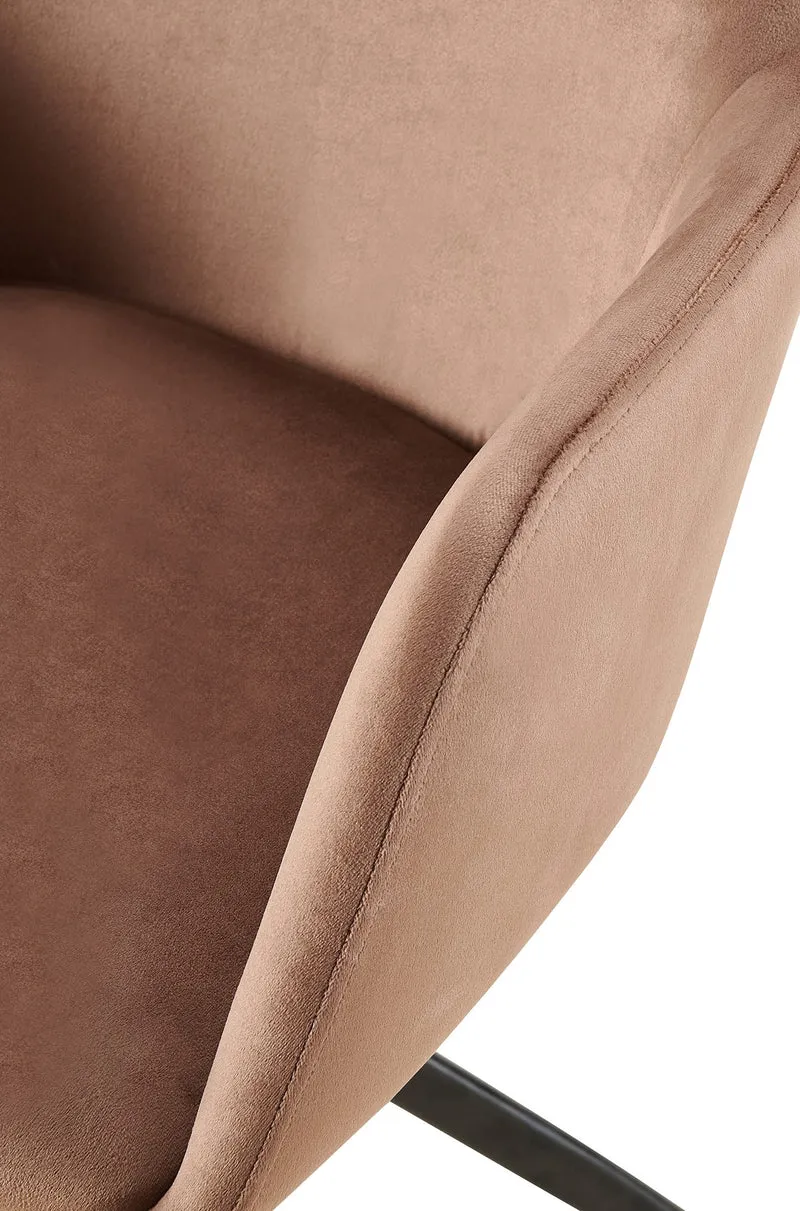 Chaise de salle à manger x1 rotation à 180 degrés de l'assise en velours marron et métal 10_0005939