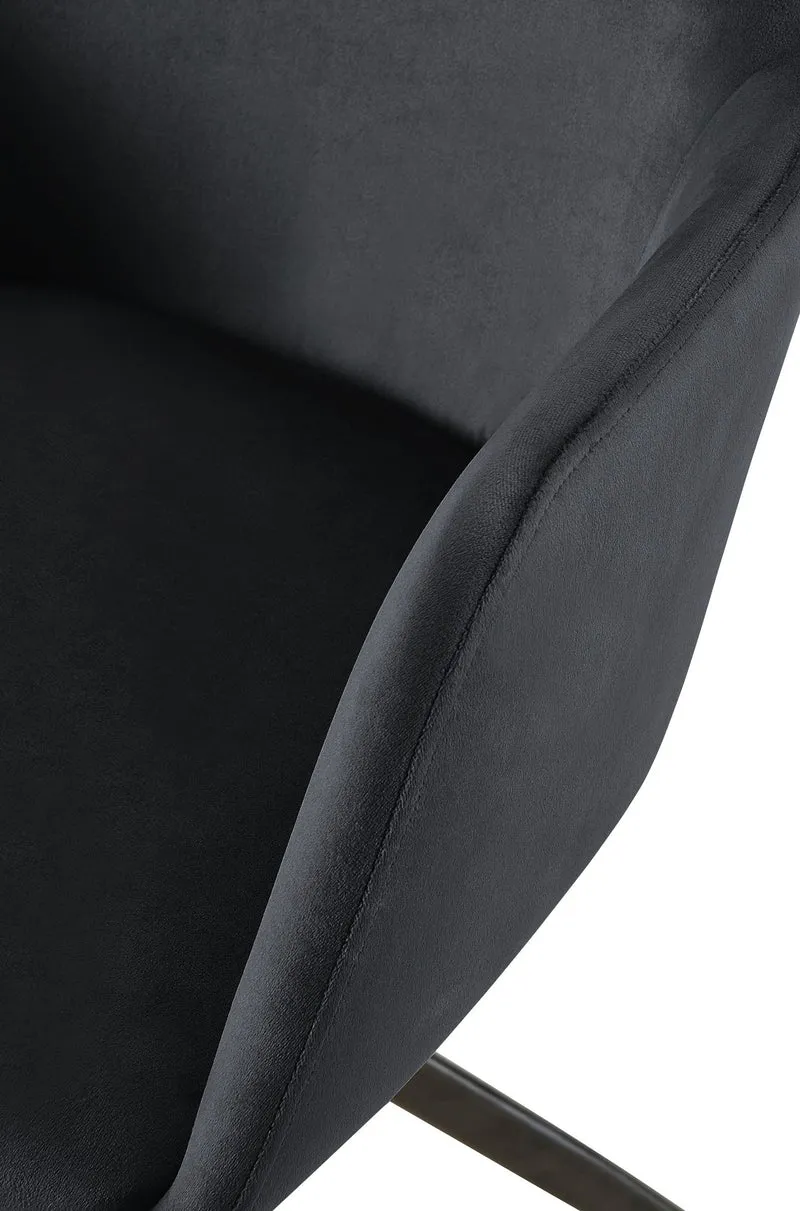 Chaise de salle à manger x1 rotation à 180 degrés de l'assise en velours noir et métal 10_0005548