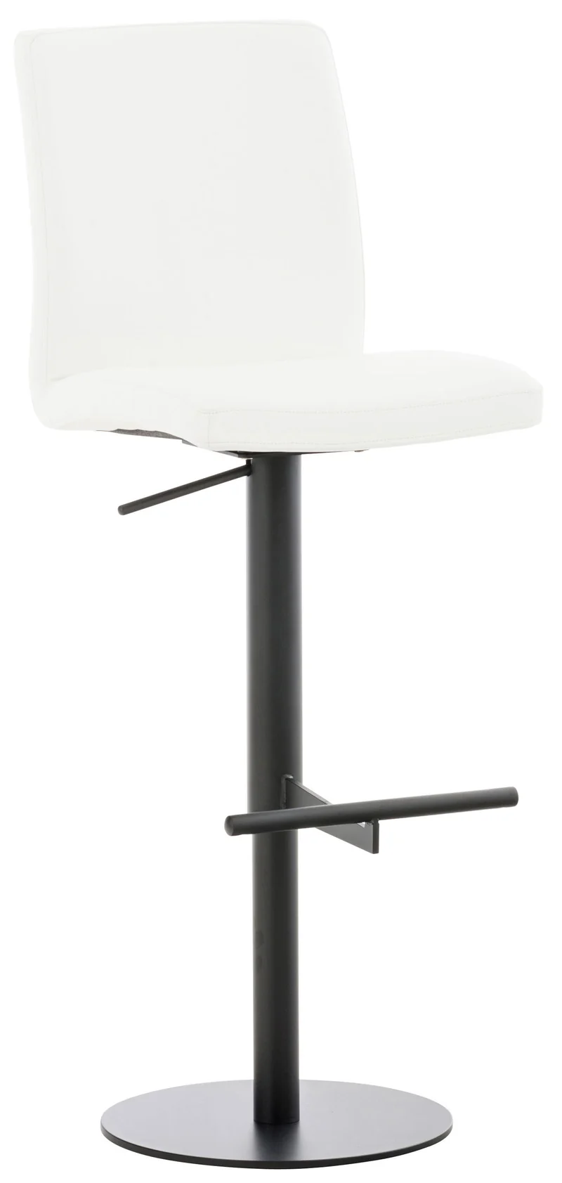 Tabouret de bar x1 réglable en hauteur et pivotant à 360° plateforme ronde en métal noir assise en PVC blanc 10_0004568