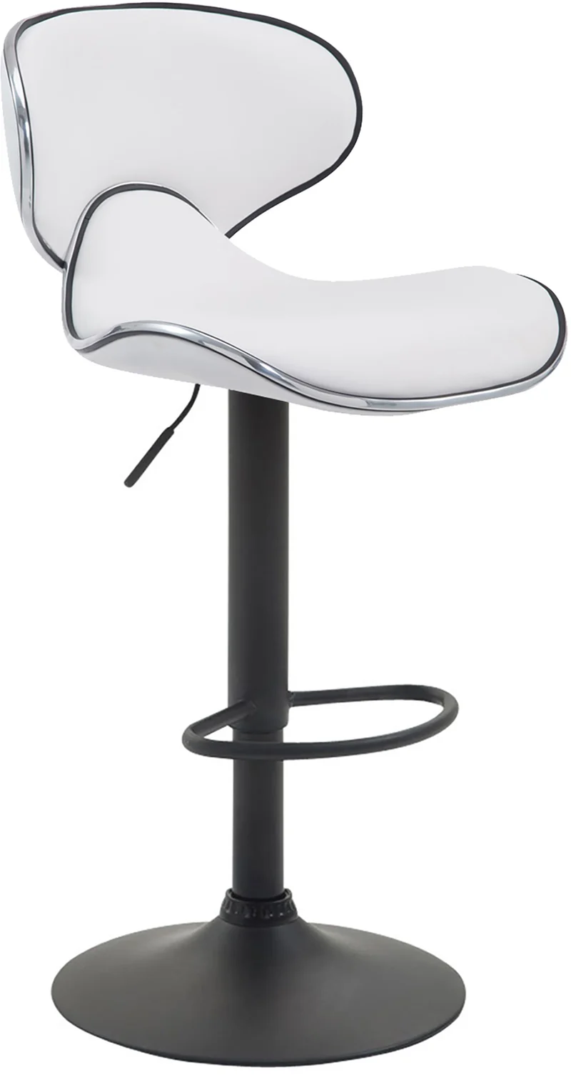 Tabouret de bar x1 sièges modernes aux lignes ondulées en PVC blanc pied trompette métal noir 10_0005682