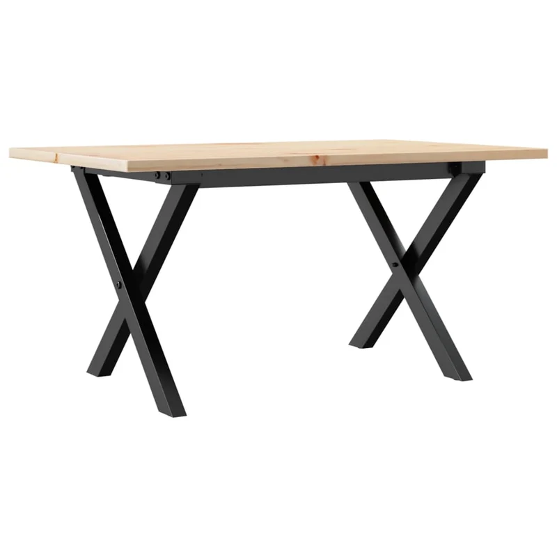 Table basse rectangulaire style industriel cadre en x 80 x 50 x 40 cm bois de pin et acier DEC036269