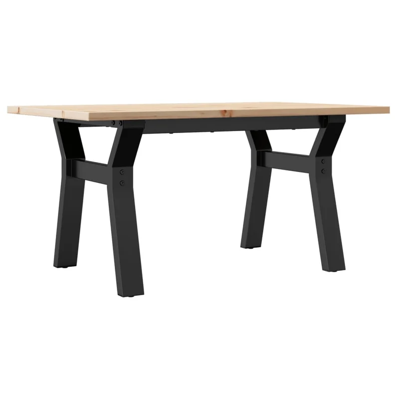 Table basse rectangulaire style industriel cadre en y 80 x 50 x 40 cm bois de pin et acier DEC036291