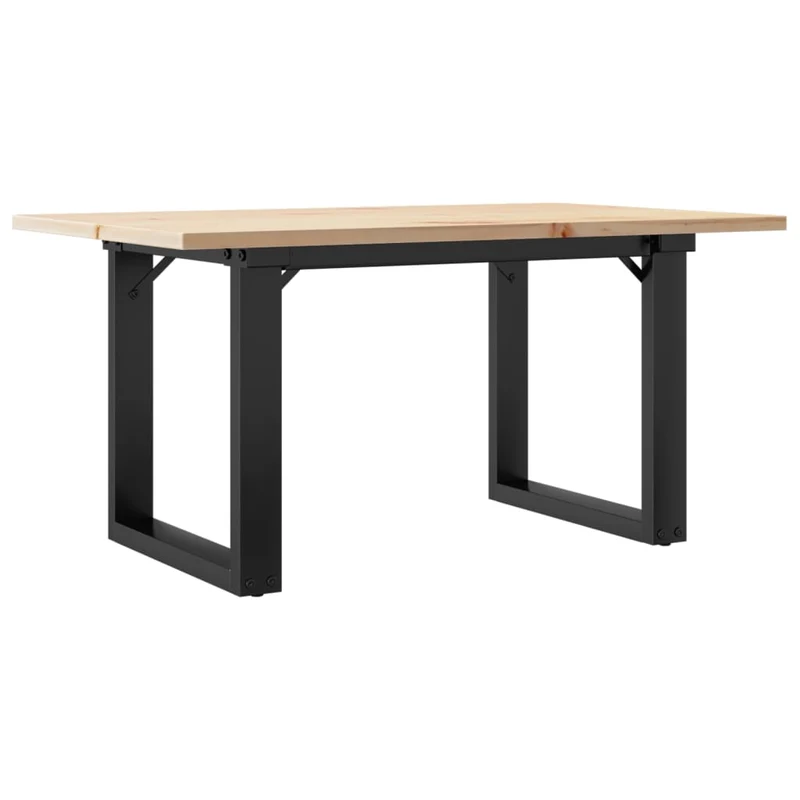 Table basse rectangulaire style industriel 80 x 50 x 40 cm bois de pin et acier DEC036247