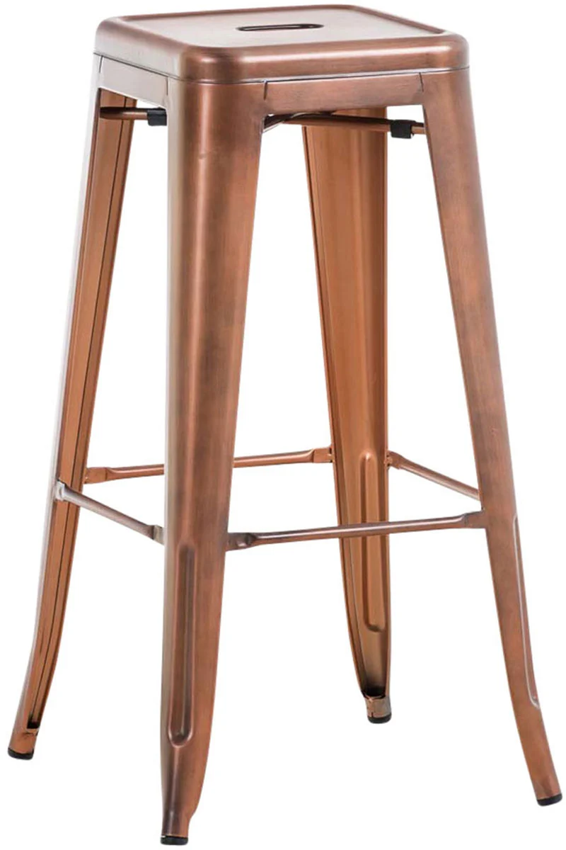 Tabouret de bar chaise haute de comptoir style industriel en métal cuivré TDB10315