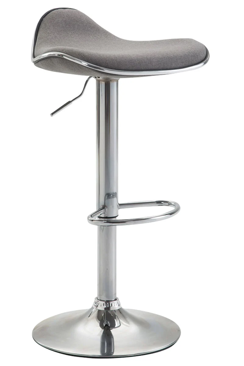 Tabouret de bar x1 assise ergonomique en tissu gris pied en trompette en métal chromé 10_0005748