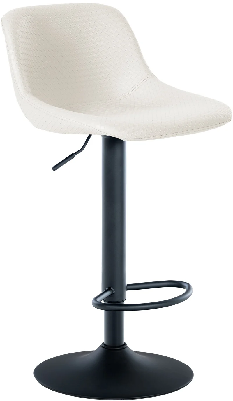 Tabouret de bar x1 rotation à 360°en PVC crème pieds en trompette métal noir 10_0006382