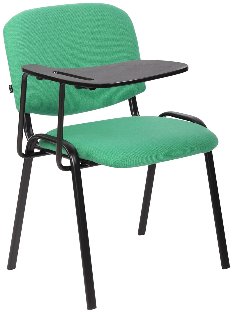 Chaise visiteur zone d'attente avec une petite table rabattable en tissu vert piètement à 4 pieds en métal 10_0002770