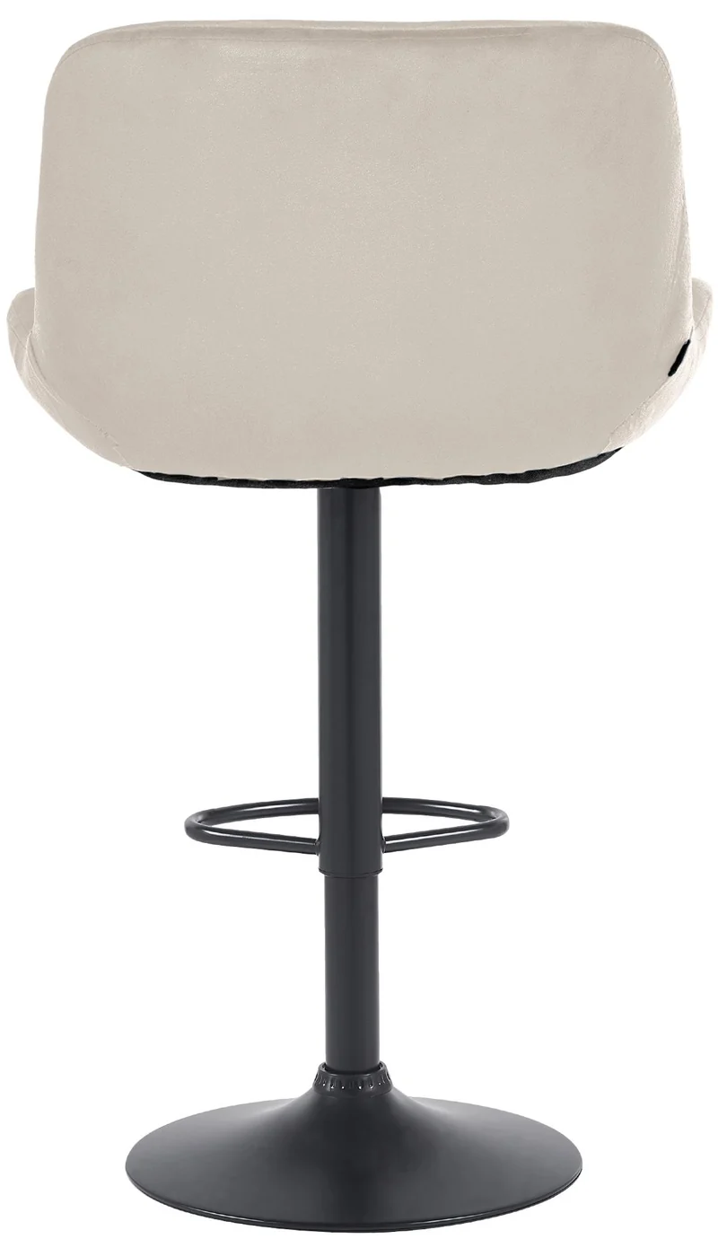Lot de 2 tabourets de bar réglable en hauteur et rotatif repose-pieds en velours crème cadre en métal noir 10_0006097