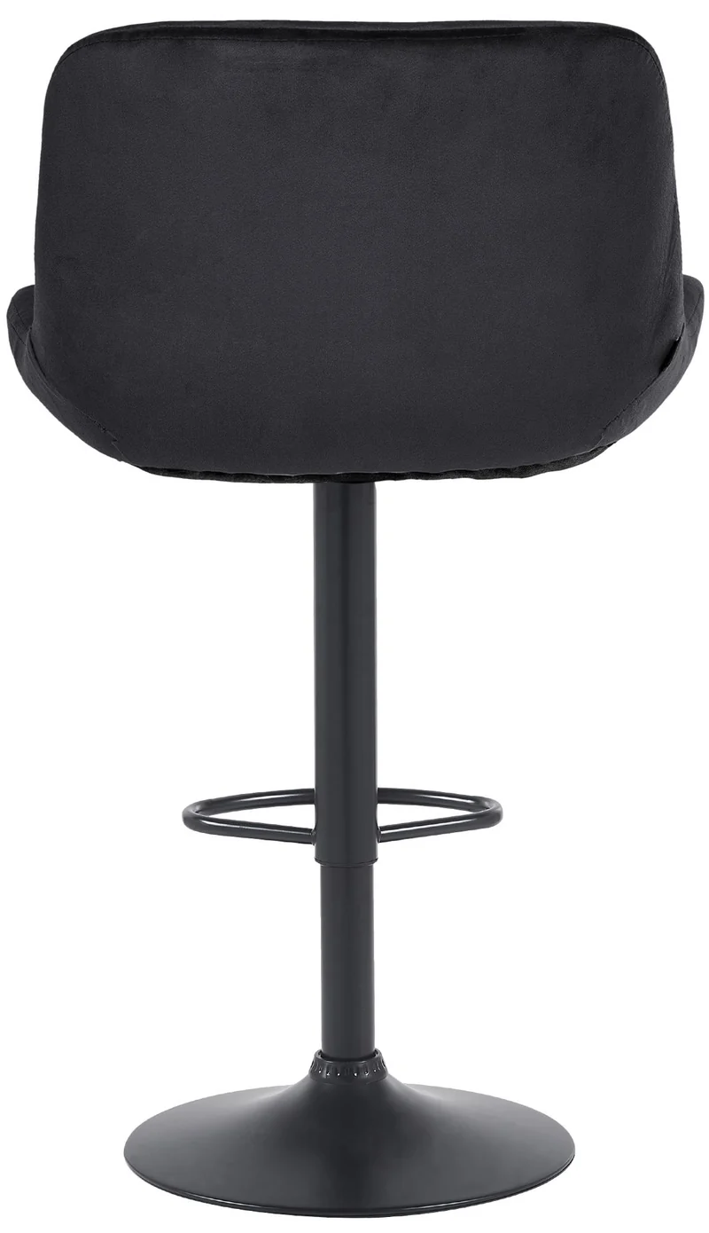 Lot de 2 tabourets de bar réglable en hauteur et rotatif repose-pieds en velours noir cadre en métal noir 10_0005955