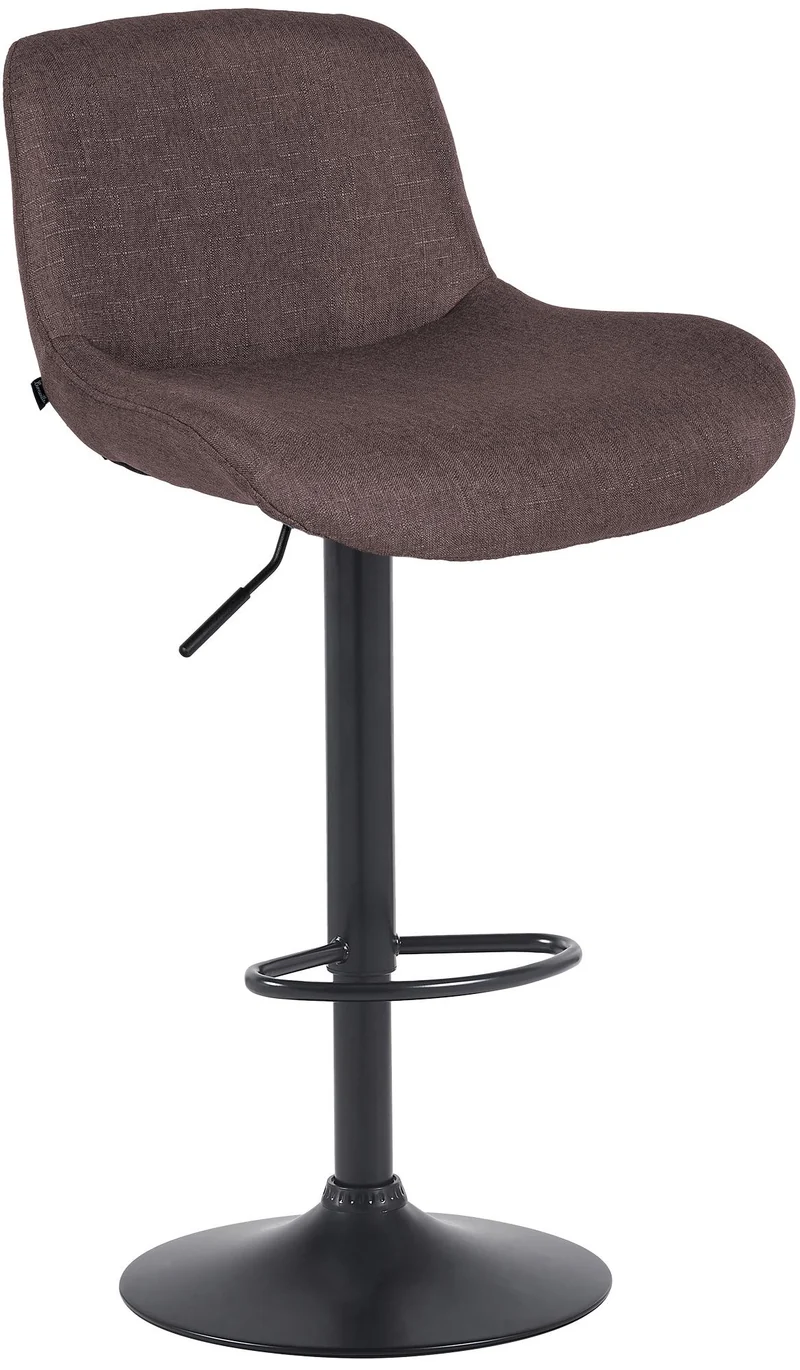 Tabouret de bar x1 réglable en hauteur et rotatif repose-pieds en tissu marron cadre en métal noir 10_0005882