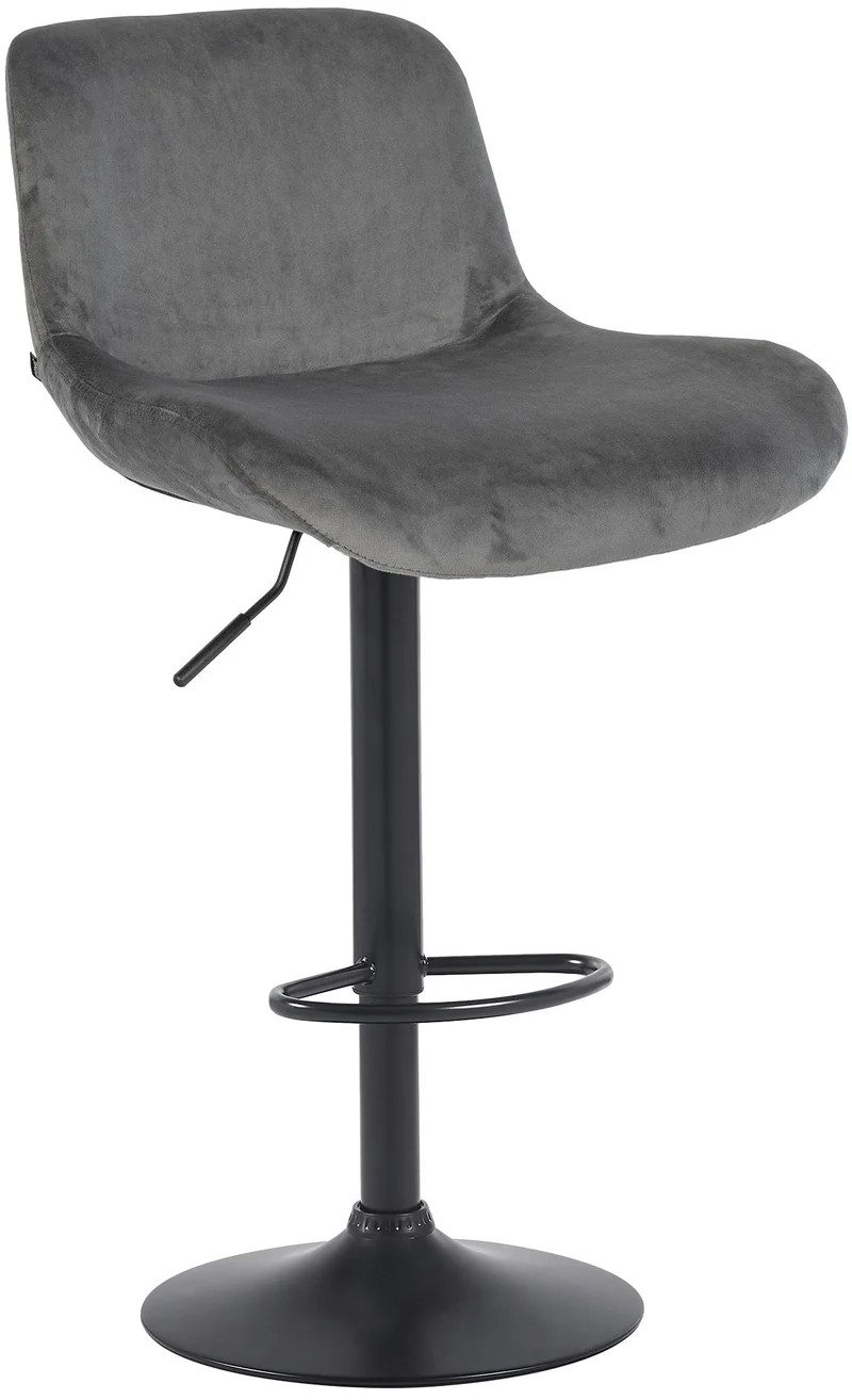 Tabouret de bar x1 réglable en hauteur et rotatif repose-pieds en velours gris foncé cadre en métal noir 10_0005795