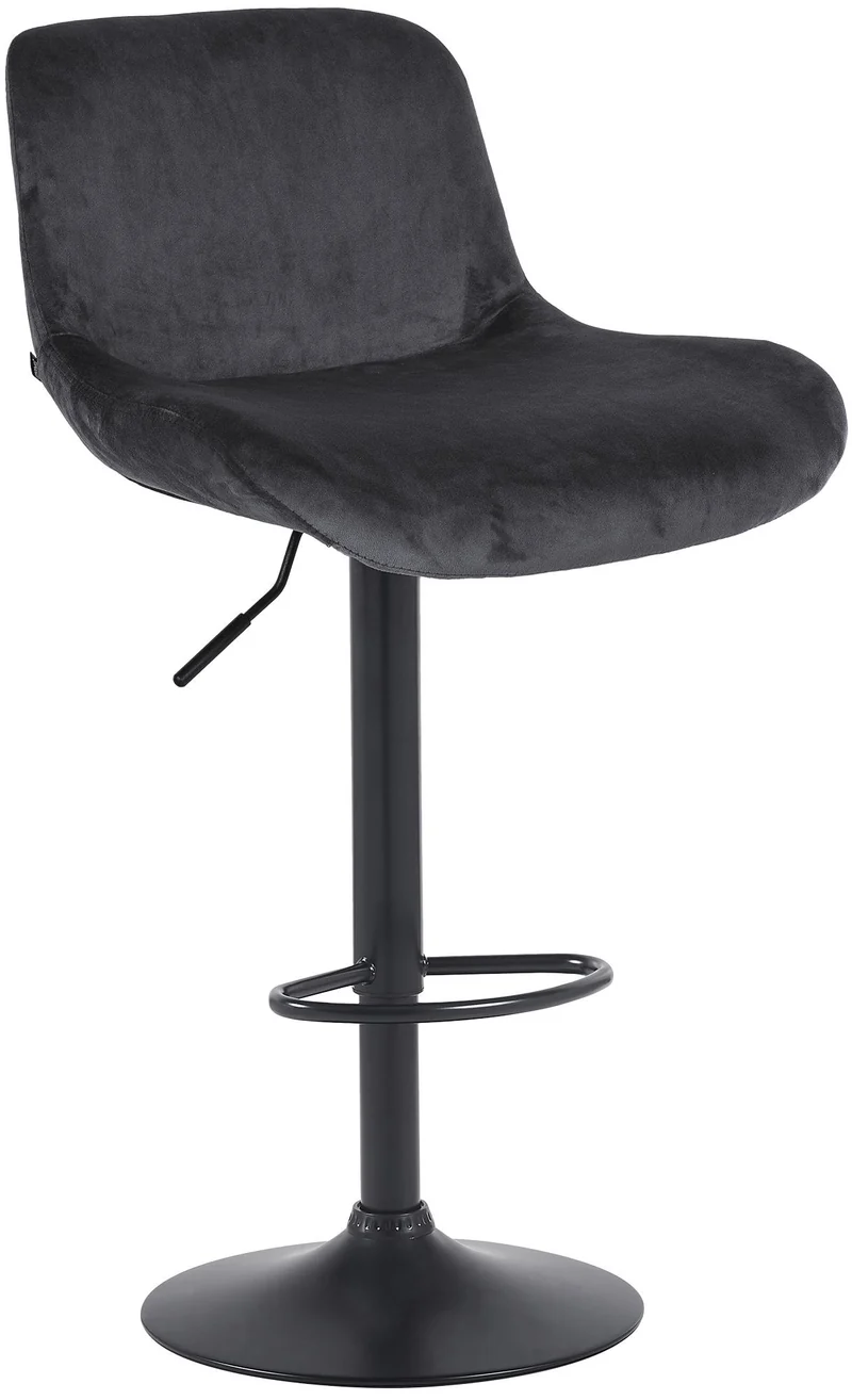 Tabouret de bar x1 réglable en hauteur et rotatif repose-pieds en velours noir cadre en métal noir 10_0005753