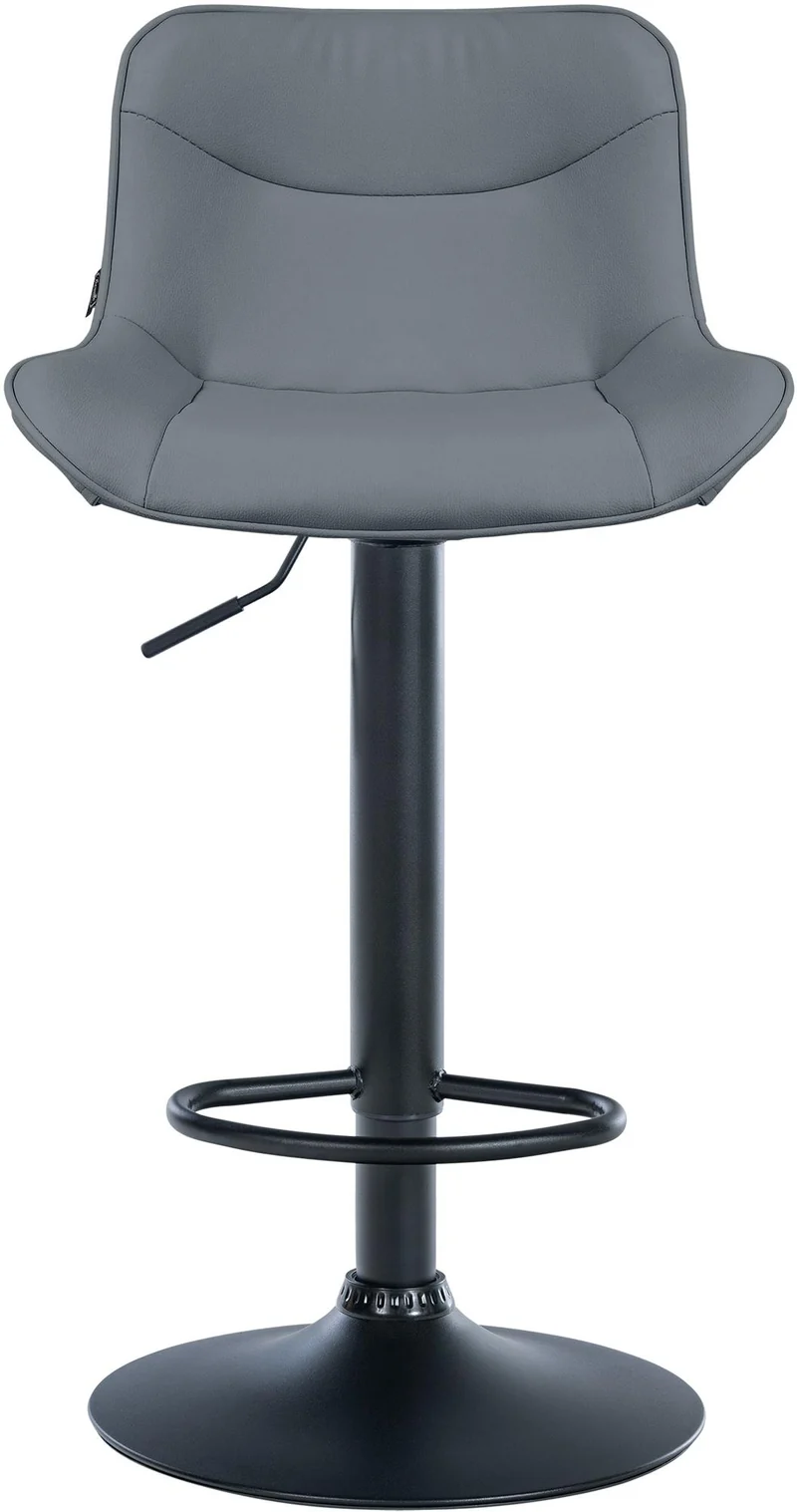 Tabouret de bar x1 pivotant forme ergonomique surpiqûres décoratives en PVC gris cadre en métal noir 10_0006580