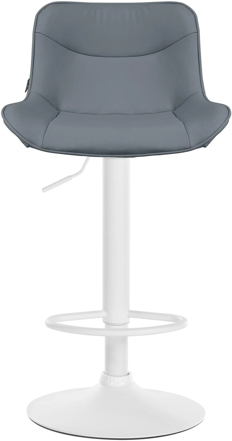 Tabouret de bar x1 pivotant forme ergonomique surpiqûres décoratives en PVC gris cadre en métal blanc 10_0006579
