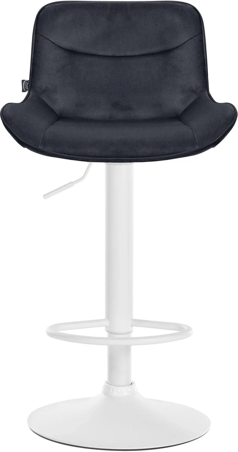 Tabouret de bar x1 pivotant forme ergonomique surpiqûres décoratives en velours noir cadre en métal blanc 10_0005971
