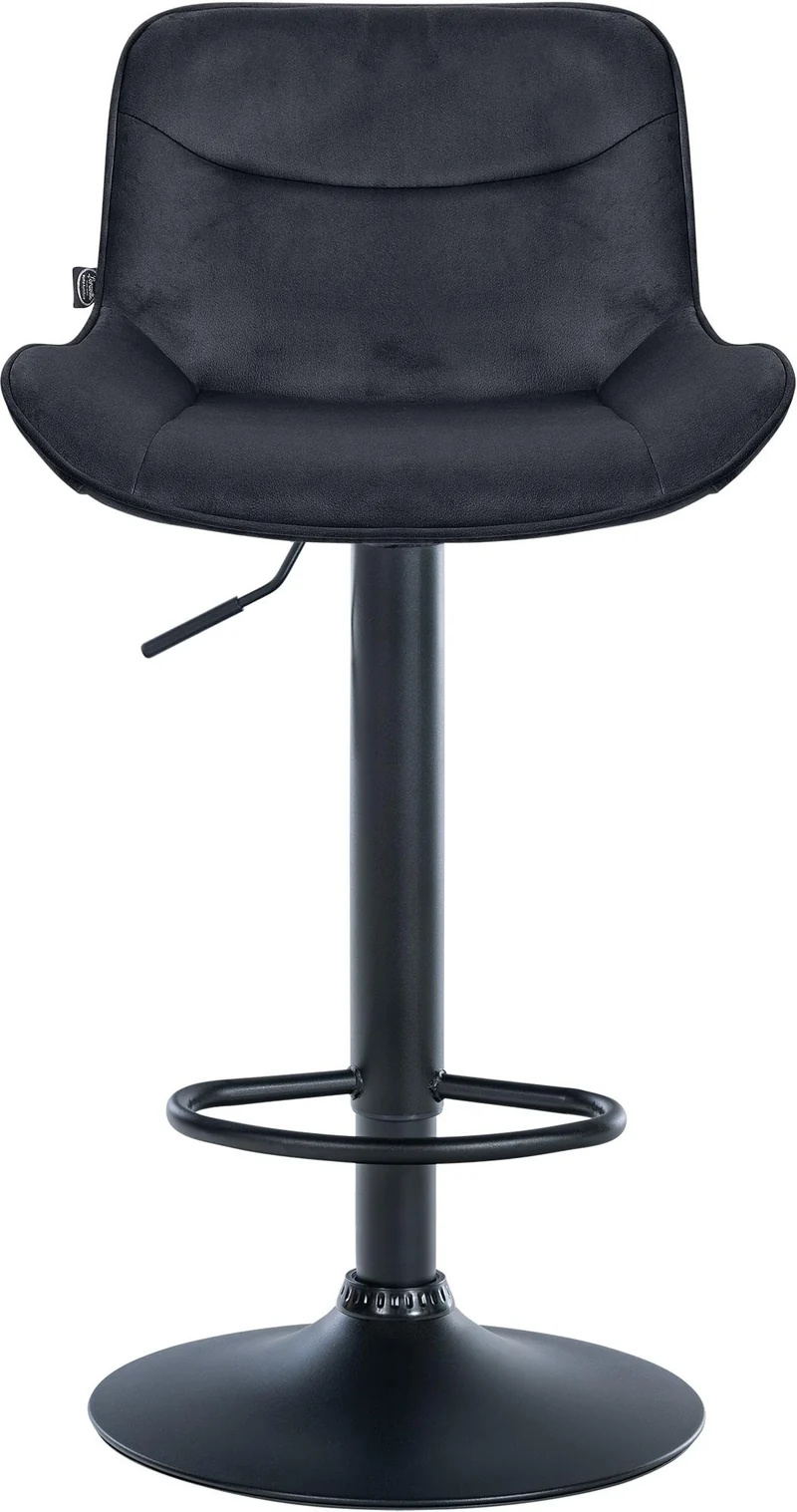 Tabouret de bar x1 pivotant forme ergonomique surpiqûres décoratives en velours noir cadre en métal noir 10_0005970