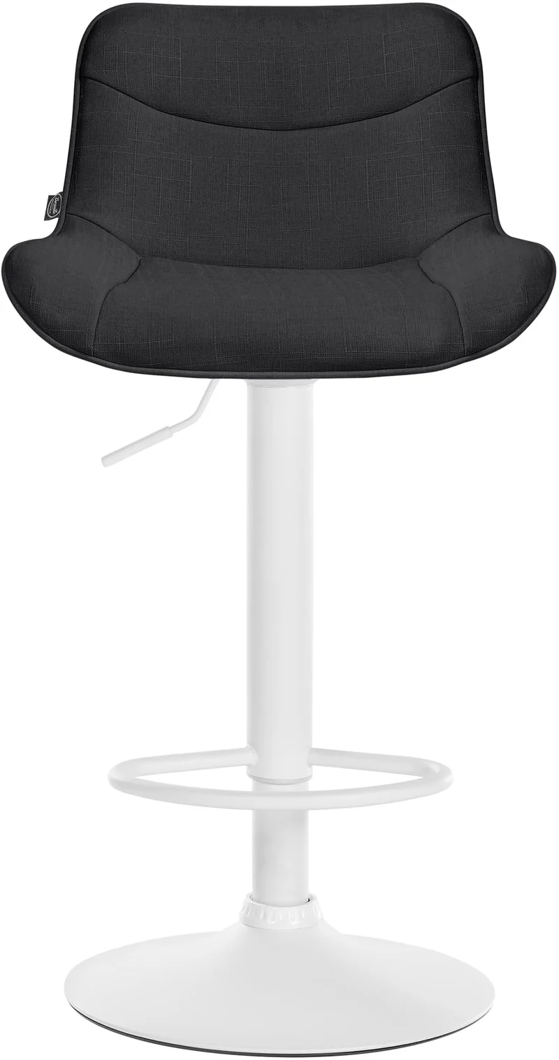 Tabouret de bar x1 pivotant forme ergonomique surpiqûres décoratives en tissu noir cadre en métal blanc 10_0005912