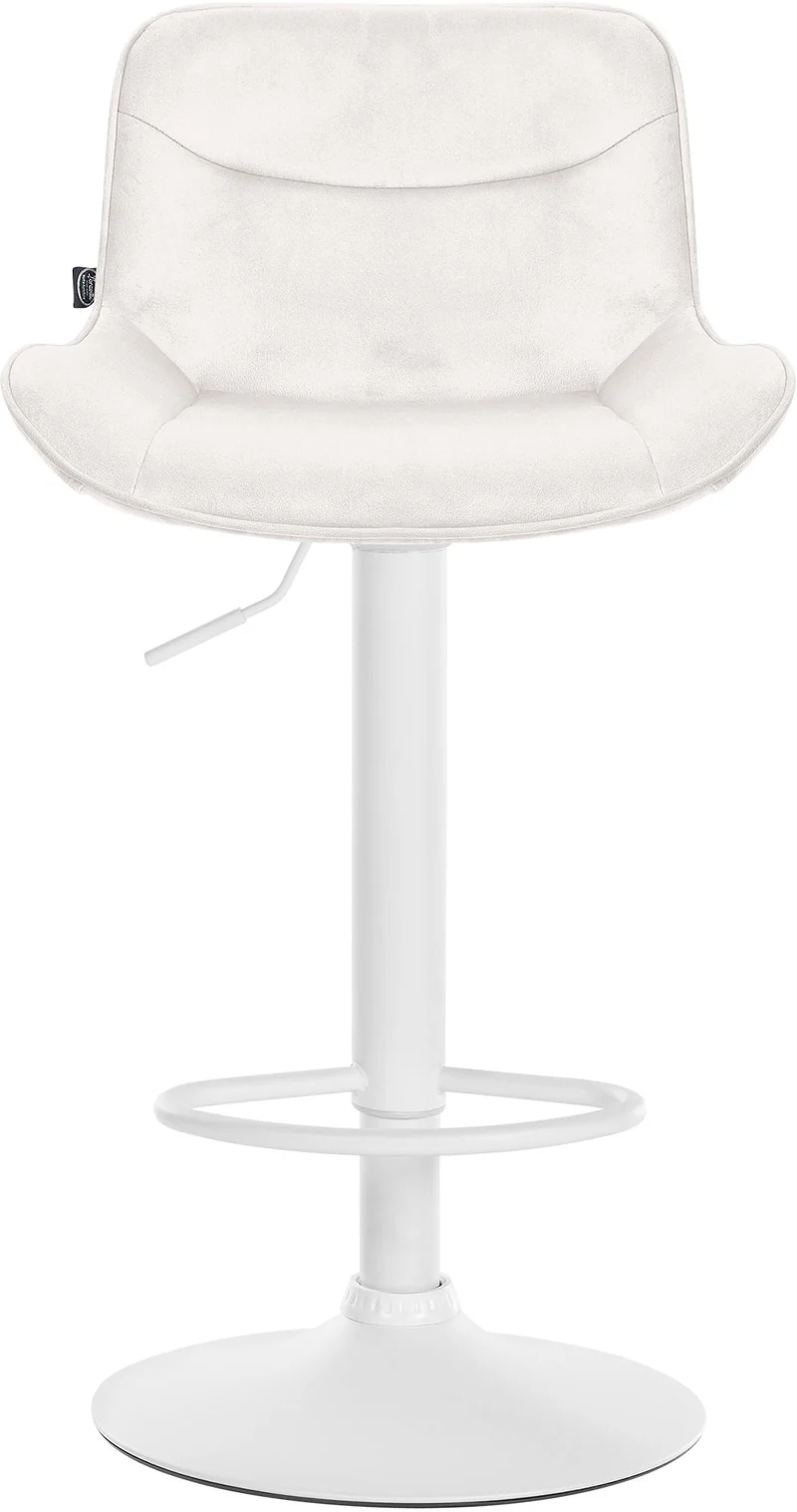 Tabouret de bar x1 pivotant forme ergonomique surpiqûres décoratives en velours crème cadre en métal blanc 10_0005772