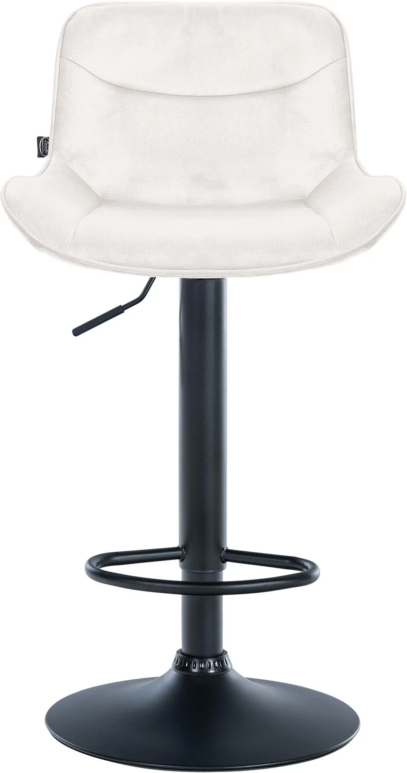 Tabouret de bar x1 pivotant forme ergonomique surpiqûres décoratives en velours crème cadre en métal noir 10_0005768
