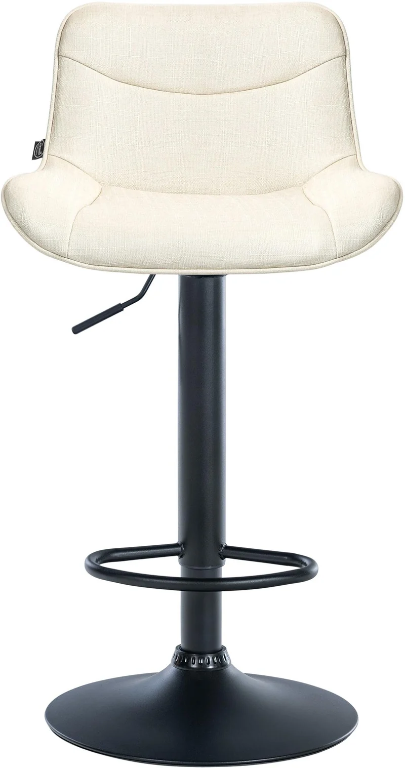 Tabouret de bar x1 pivotant forme ergonomique surpiqûres décoratives en tissu crème cadre en métal noir 10_0005766