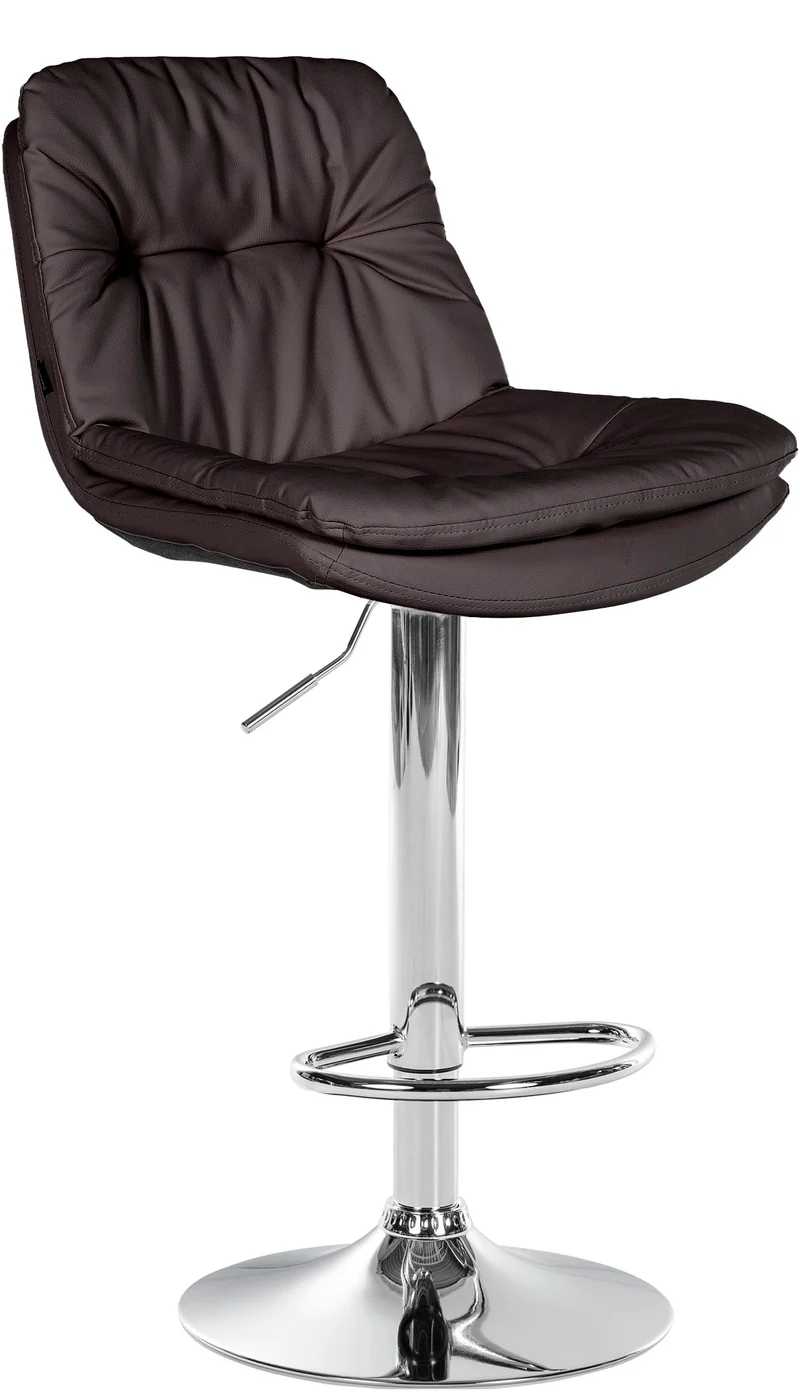 Tabouret chaise haute x1 pour cuisine et bar à assise moelleuse en similicuir marron foncé cadre en métal chromé 10_0005904