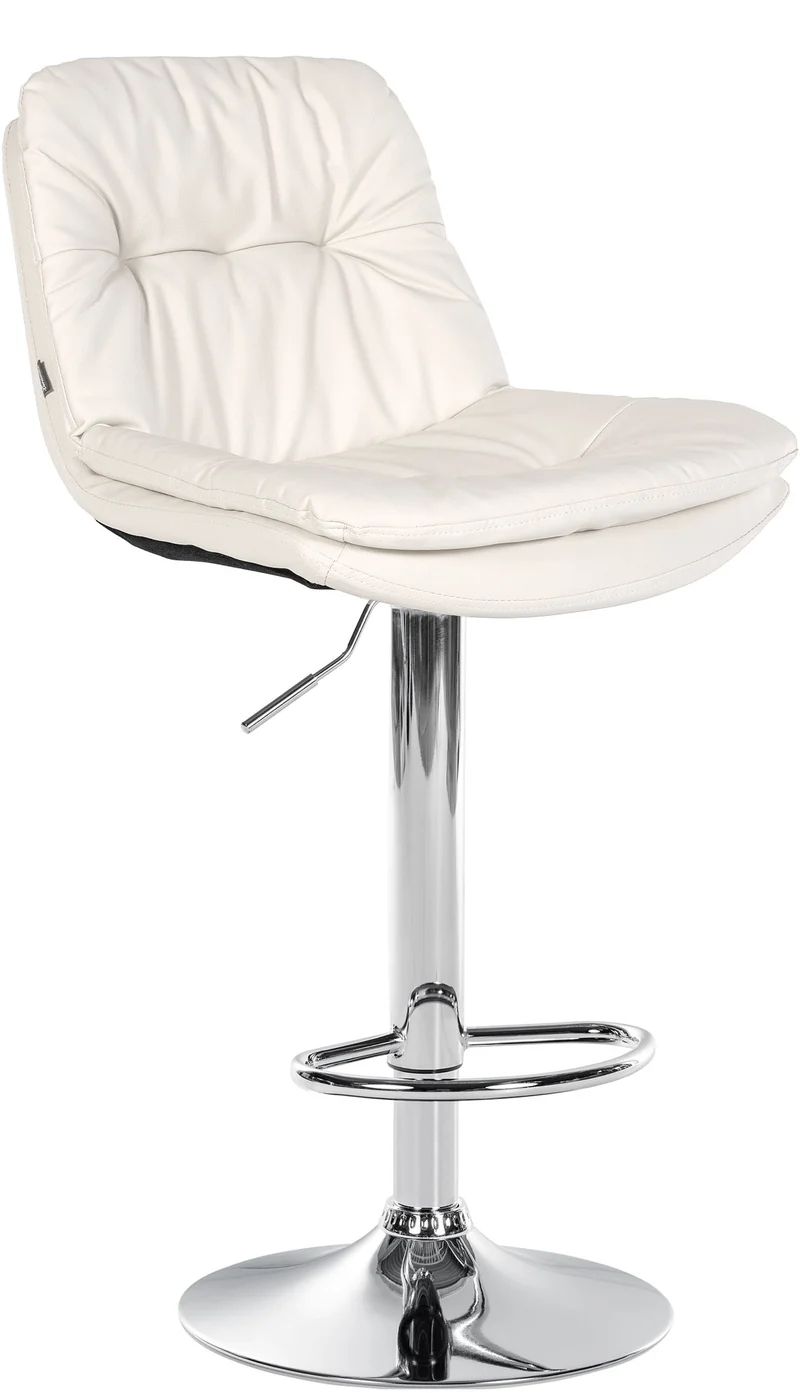 Tabouret chaise haute x1 pour cuisine et bar à assise moelleuse en similicuir blanc foncé cadre en métal chromé 10_0005799