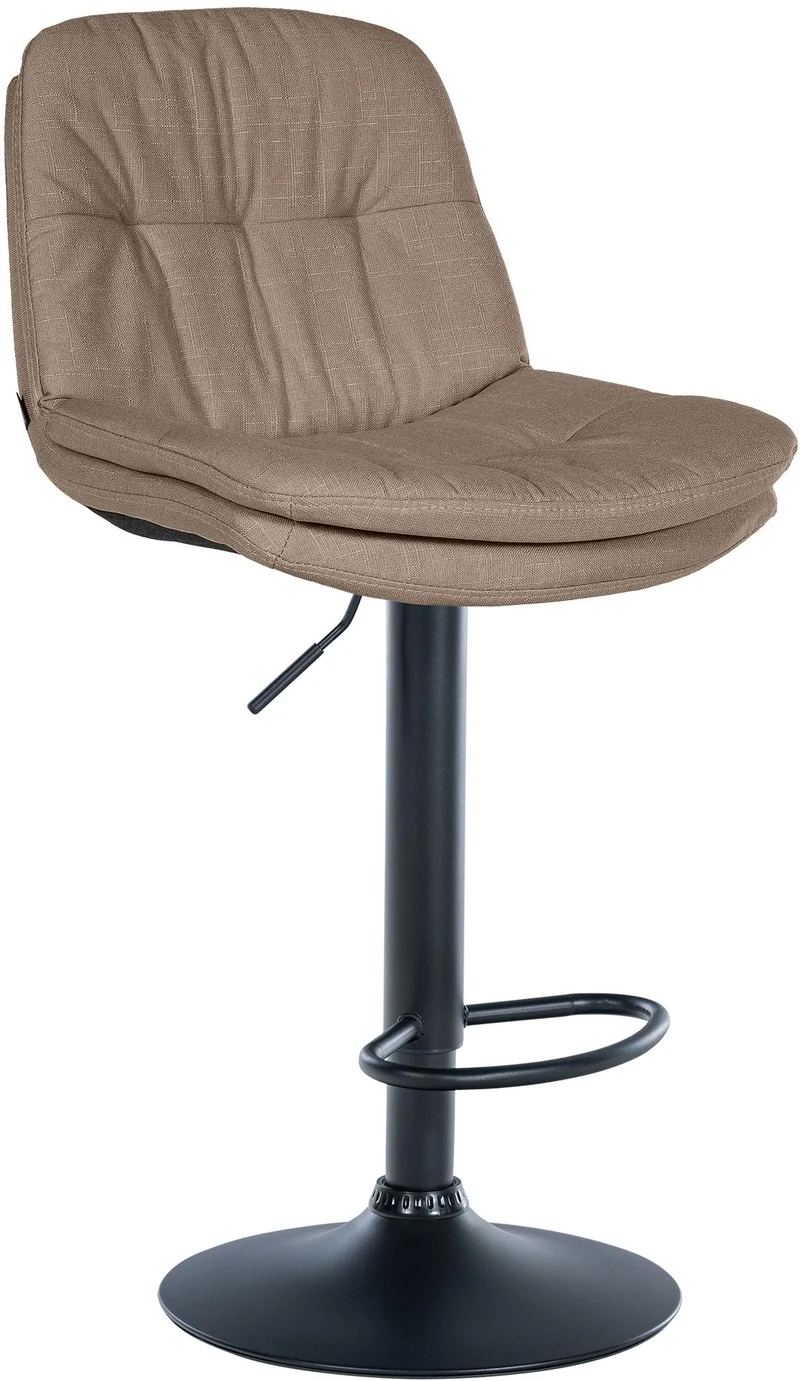 Tabouret chaise haute x1 pour cuisine et bar à assise moelleuse en tissu taupe cadre en métal noir 10_0005690