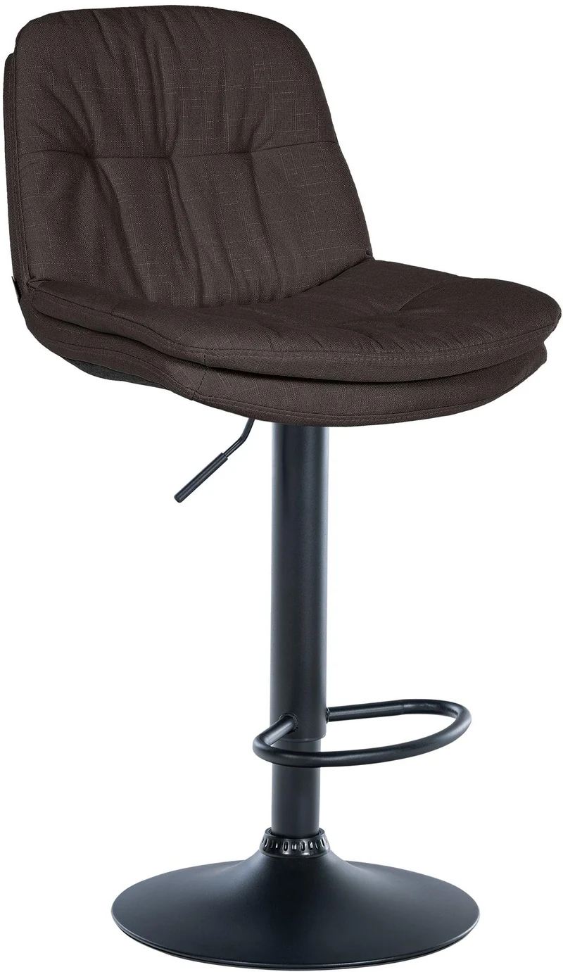 Tabouret chaise haute x1 pour cuisine et bar à assise moelleuse en tissu gris foncé cadre en métal noir 10_0005689
