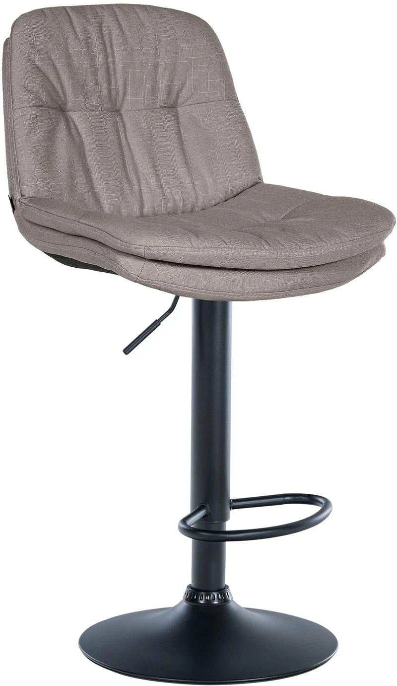 Tabouret chaise haute x1 pour cuisine et bar à assise moelleuse en tissu gris cadre en métal noir 10_0005688