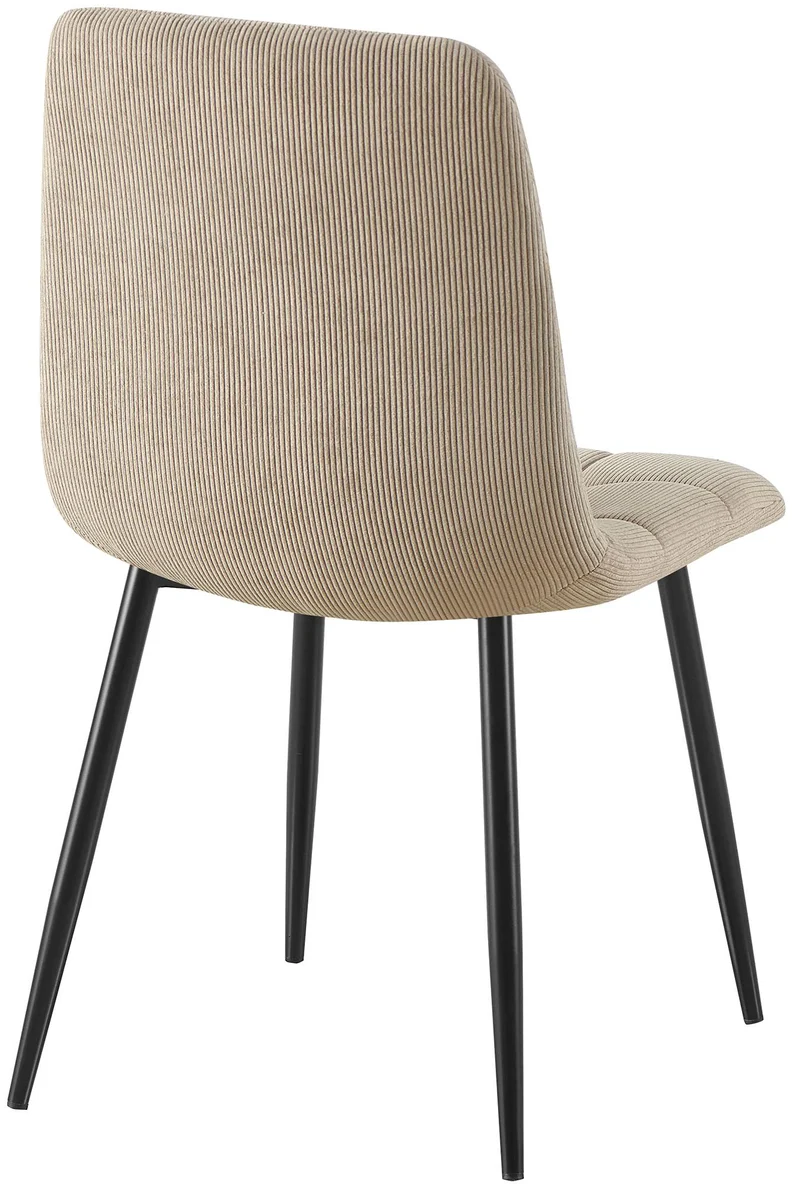 Chaise de salle à manger x1 coutures carrées matelassé en velours côtelé taupe cadre métal 10_0007132