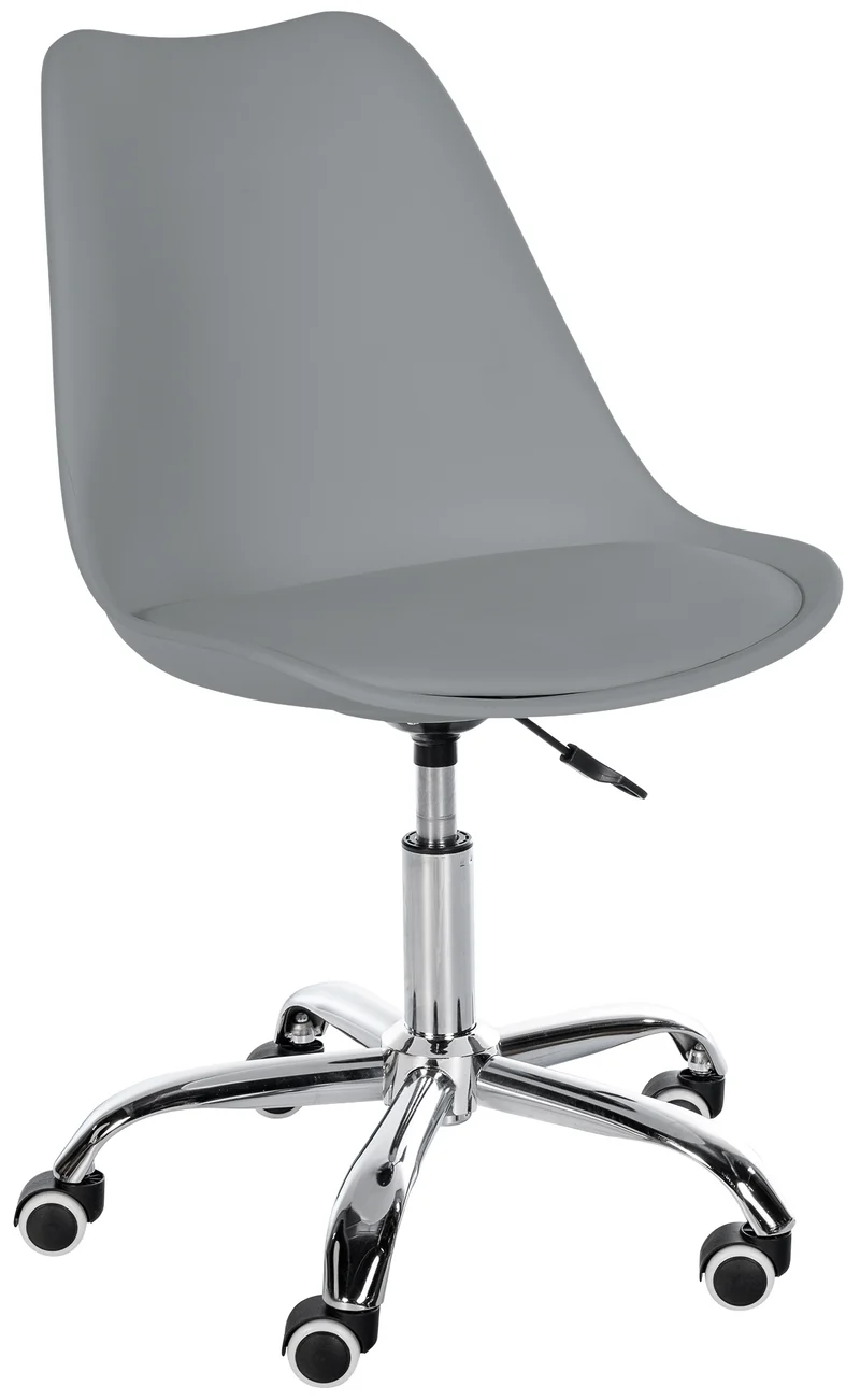 Tabouret de travail sur roulettes hauteur réglable en plastique gris et métal 10_0006944
