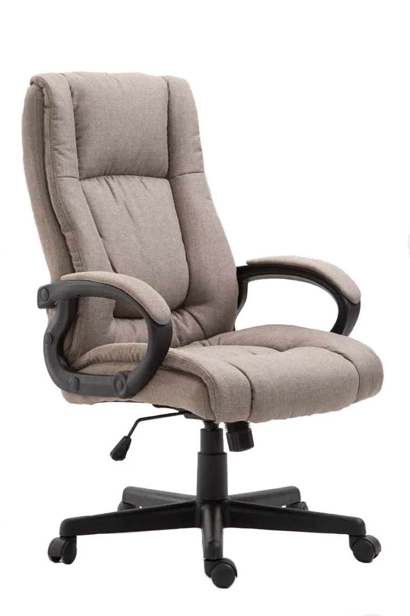 Fauteuil de bureau sur roulettes accoudoirs hauteur réglable en tissu taupe cadre plastique 10_0006937