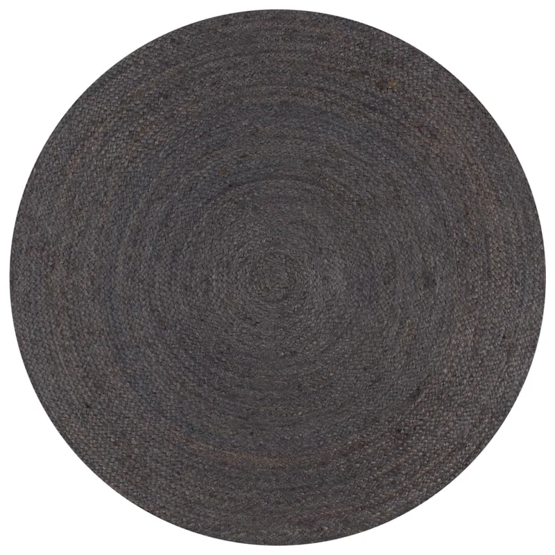 Tapis fait à la main Jute Rond 120 cm Gris foncé DEC023461